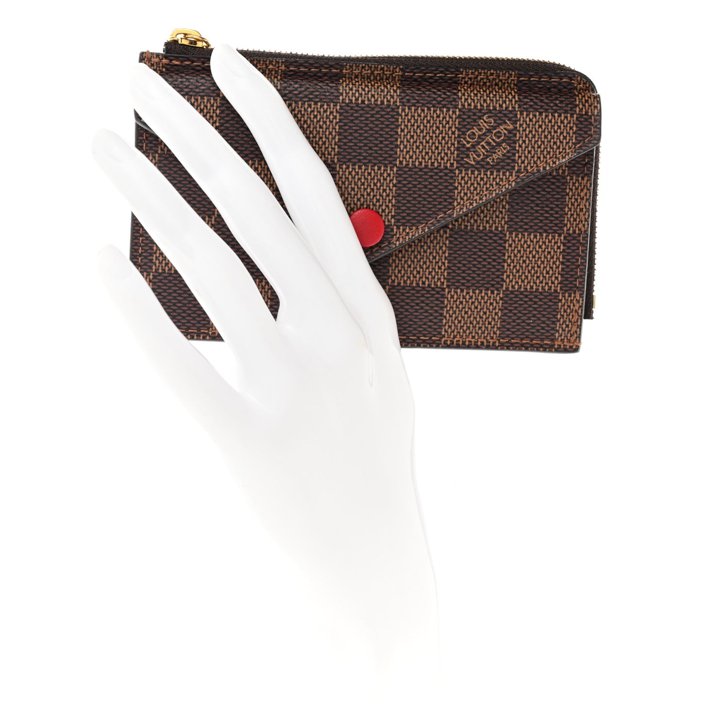 Damier Ebene Recto Verso Card Holder Red