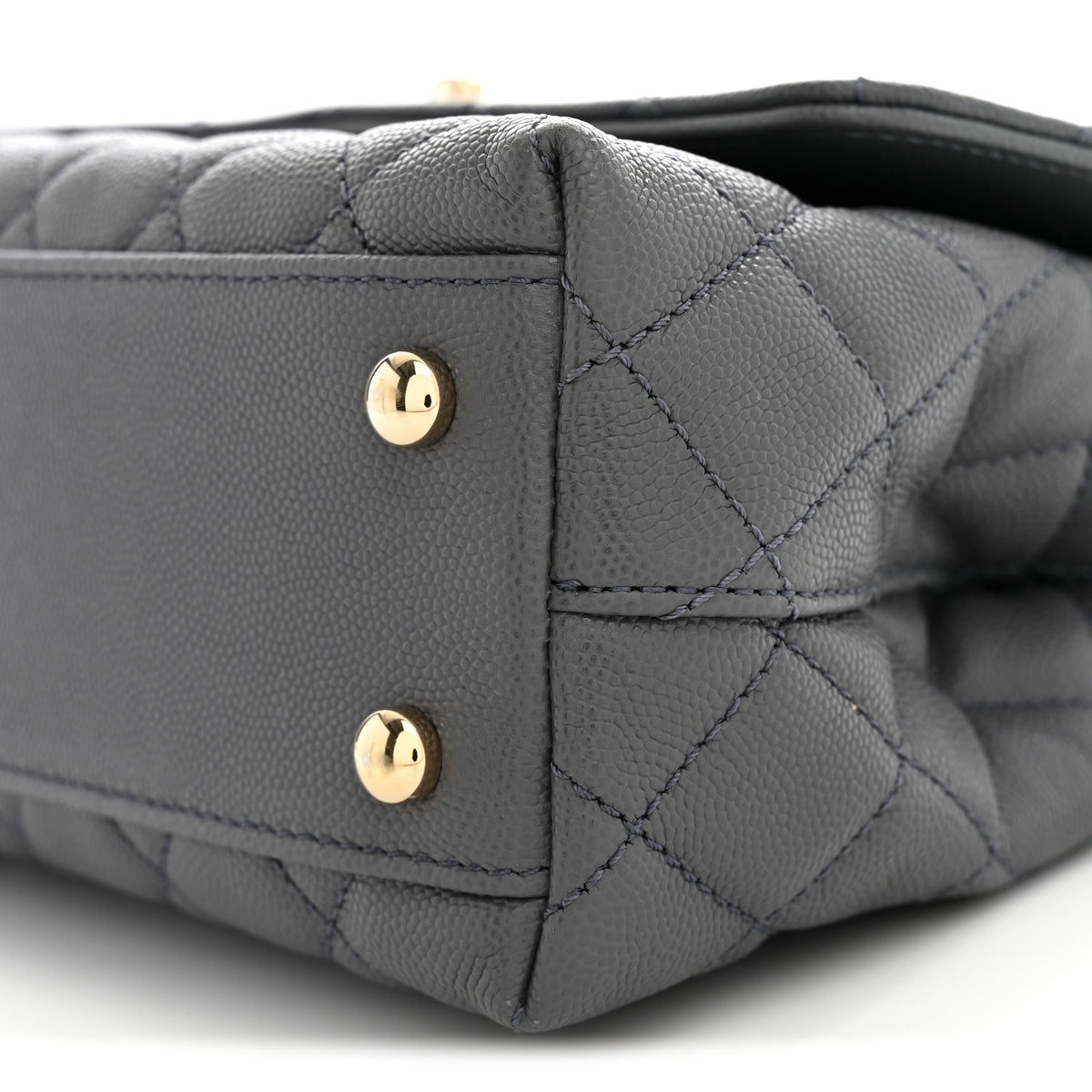 Caviar Quilted Mini Coco Handle Flap Grey