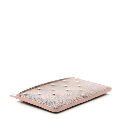 Louis Vuitton Damier Ebene Studded Card Holder Rose Ballerine 4 of 8