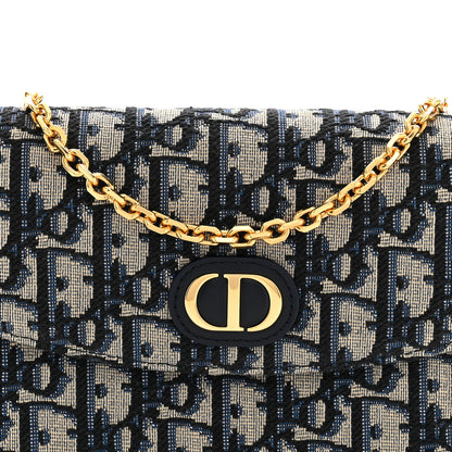 Christian Dior Oblique Jacquard Calfskin 30 Montaigne D-Vine Pouch With Chain Blue 8 of 11