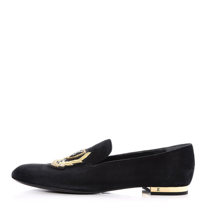 Louis Vuitton Suede Preppy Flat Loafers 39 Black 1 of 8