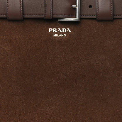 Prada Scamosciato Large Buckle Bag With Belt Cacao 7 of 10