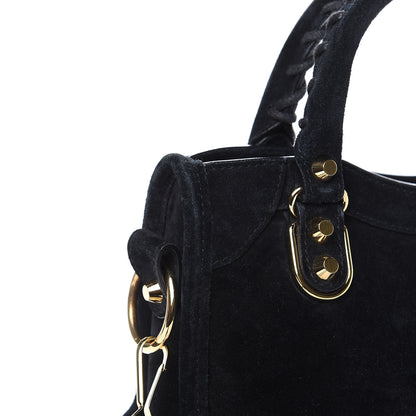Balenciaga Baby Daim Suede Gold Metallic Edge Hardware Mini City Black 11 of 12