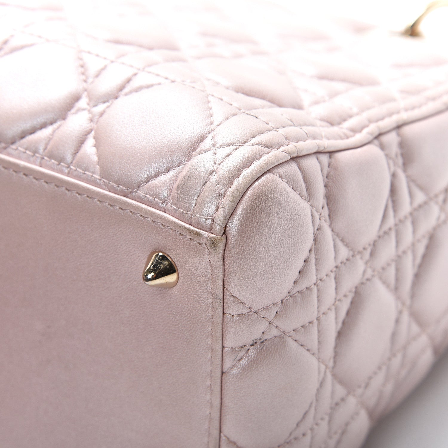 Christian Dior Pearly Lambskin Cannage Medium Lady Dior Lotus 10 of 15