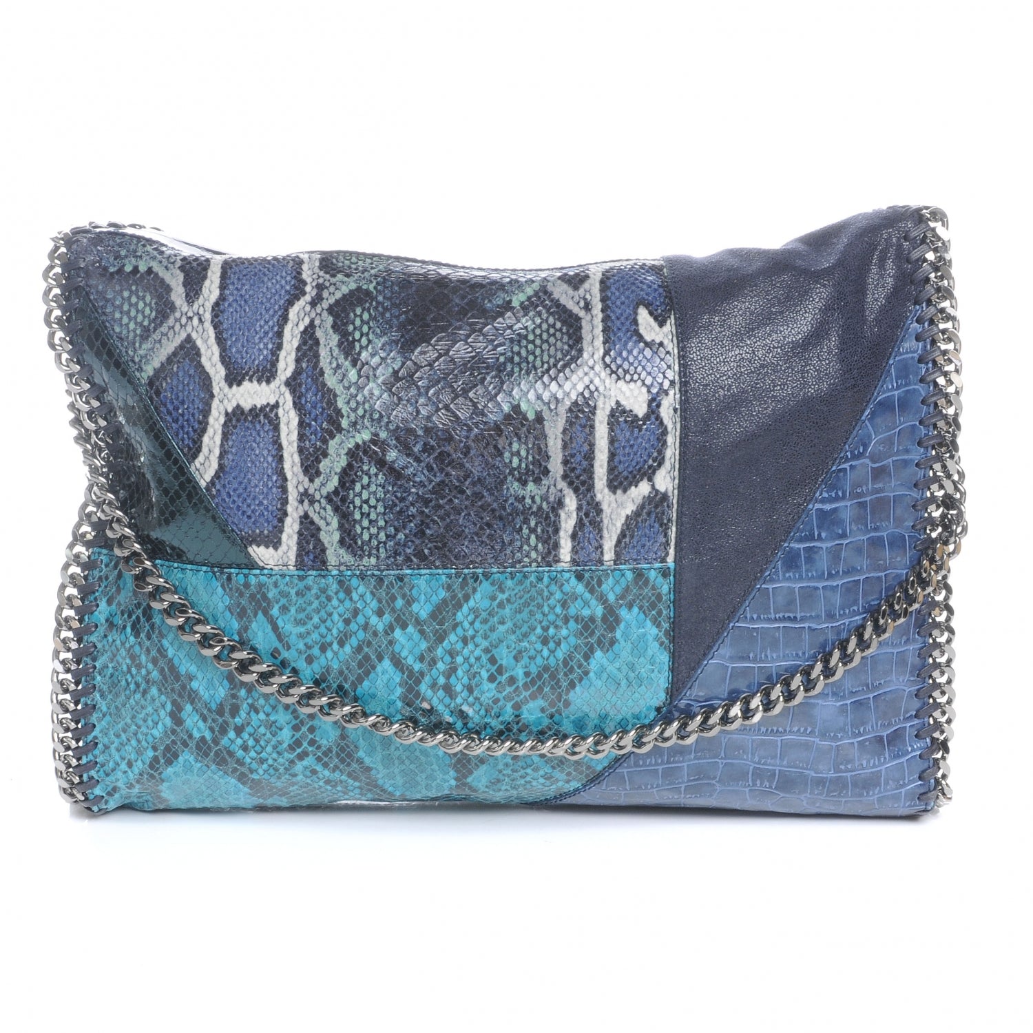 Stella McCartney Faux Exotic Embossed Leather Small Falabella Blue 3 of 8