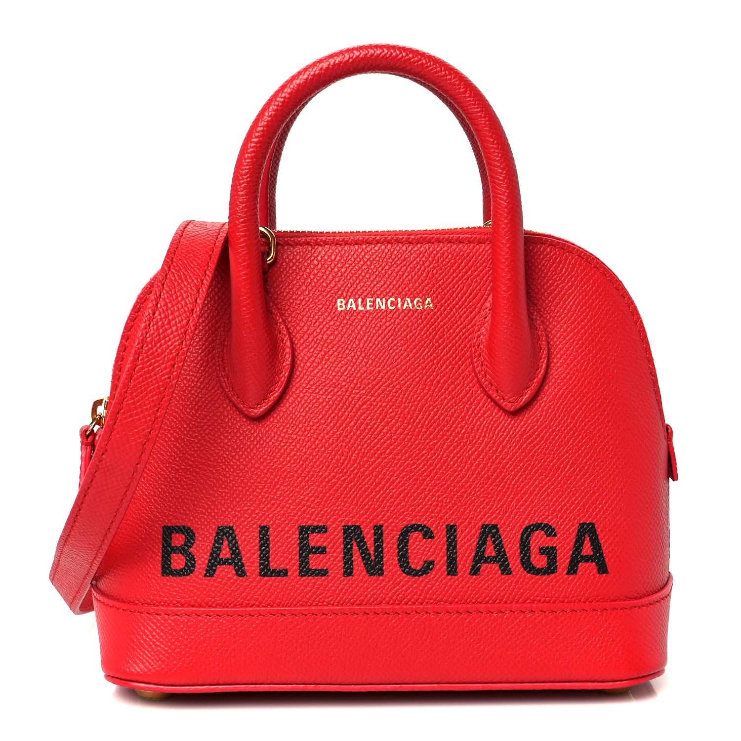 Balenciaga Signature Grained Calfskin Logo XXS Ville Top Handle Bag Rouge Coquelicot Black 1 of 11