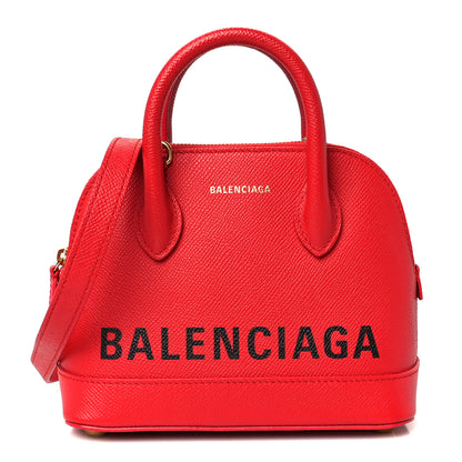 Balenciaga Signature Grained Calfskin Logo XXS Ville Top Handle Bag Rouge Coquelicot Black 1 of 11