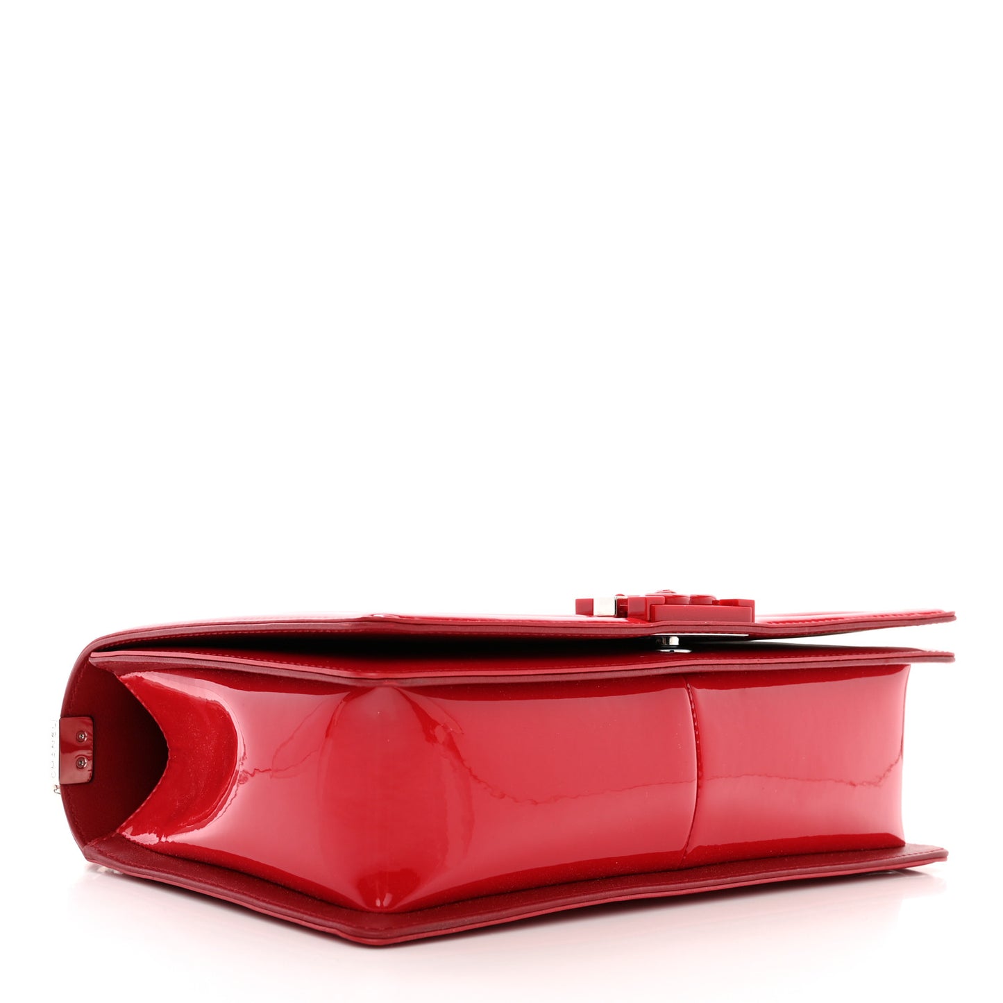 Patent Calfskin New Medium Plexiglass Boy Flap Red