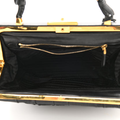 Prada Nappa Dressy Gaufre Framed Tote Black 5 of 11