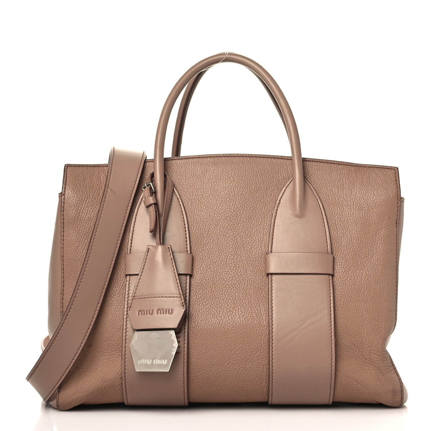 Miu Miu Madras Soft Calfskin Top Handle Satchel Cammeo 1 of 11