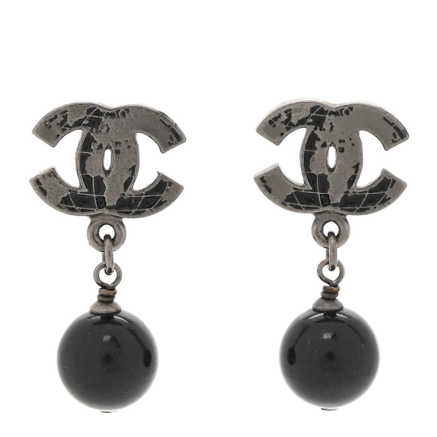 CC Globe Drop Earrings Ruthenium Ruthenium Black