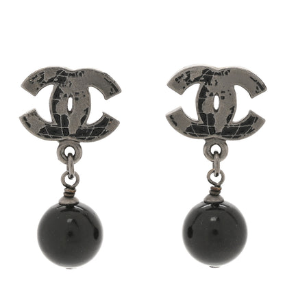 Chanel CC Globe Drop Earrings Ruthenium Ruthenium Black 1 of 6