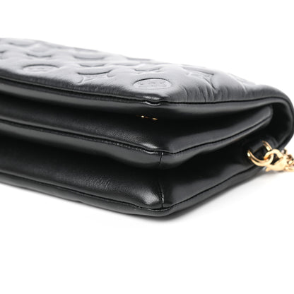 Louis Vuitton Lambskin Embossed Monogram Pochette Coussin Black 8 of 9