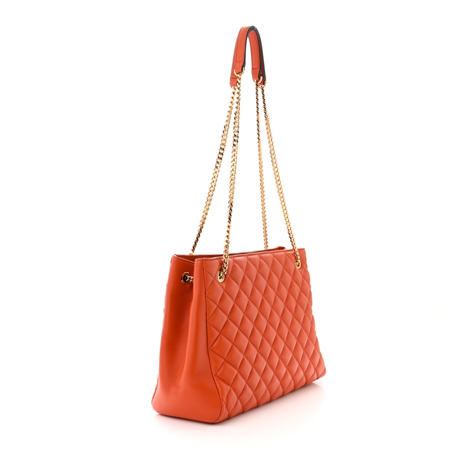 Nappa Quilted Medusa Chain Shoulder Bag Dark Orange