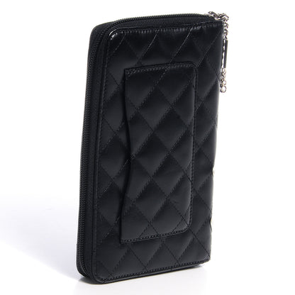 Chanel Calfskin Cambon Zip Around Organizer Wallet Black White 3 of 9