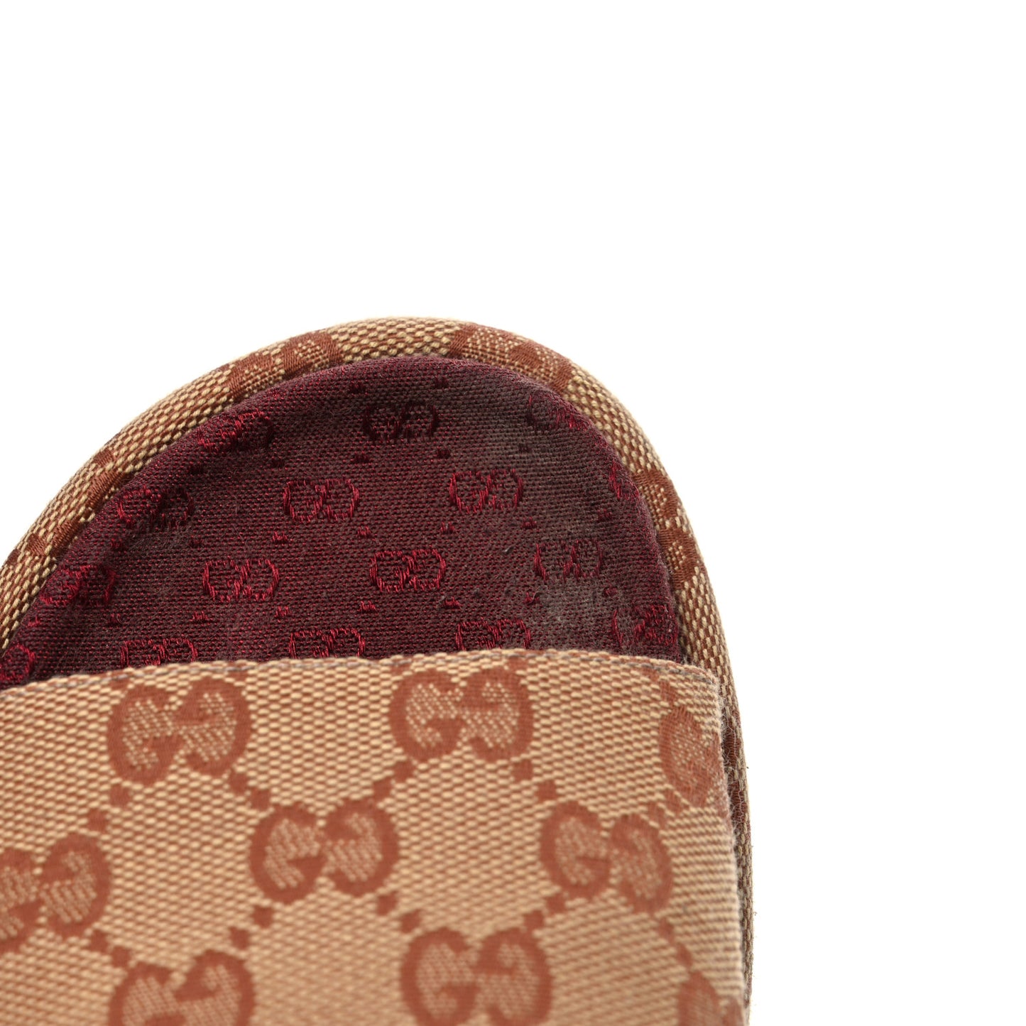 Canvas GG Monogram Angelina Platform Slide Sandals 36 Beige Ruggine