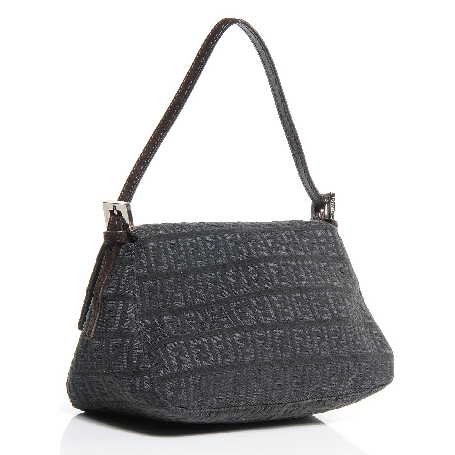 Fendi Velvet Zucchino Suede Mini Mama Baguette Grigio Testa di Moro 3 of 8