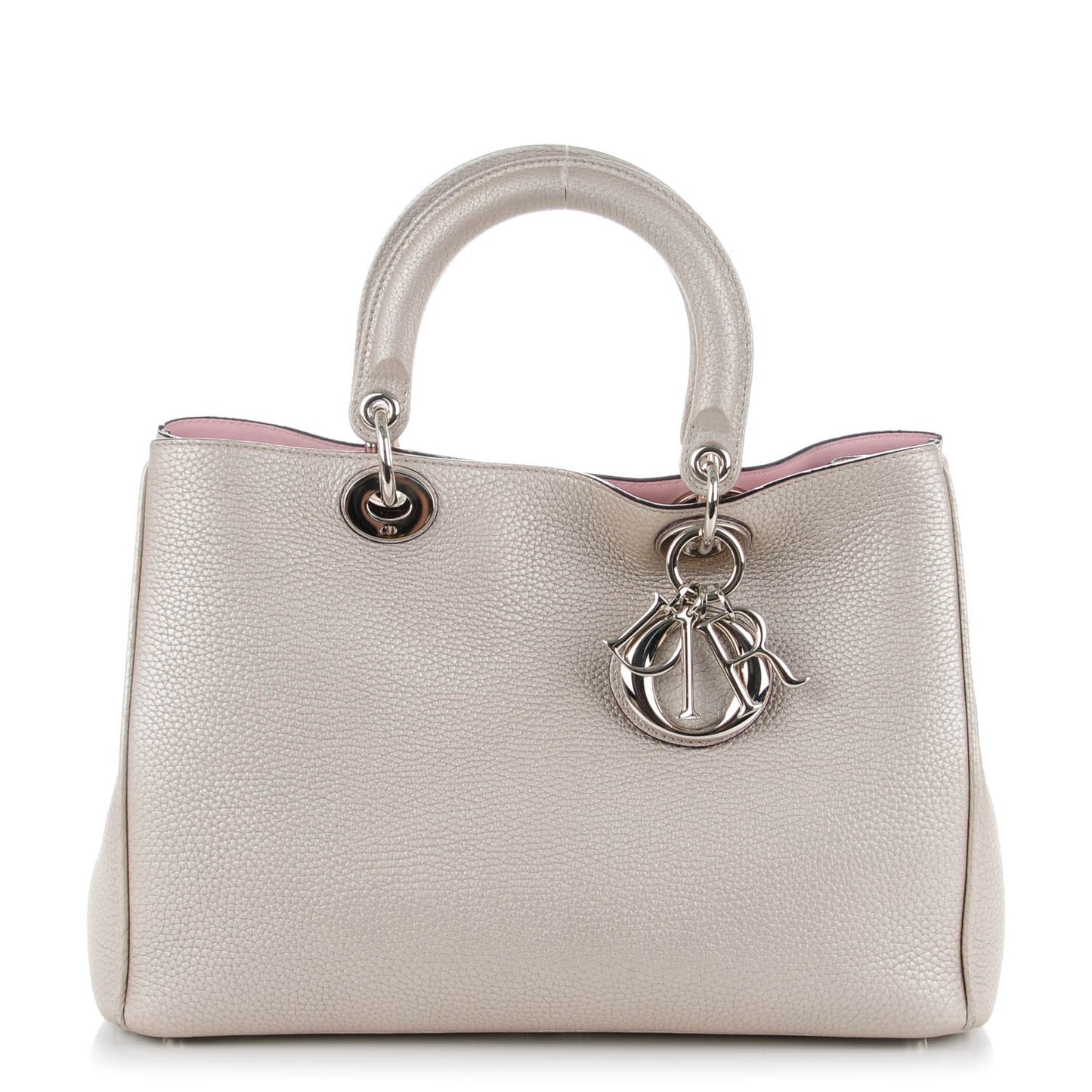 Metallic Bullcalf Medium Diorissimo Bag Champagne