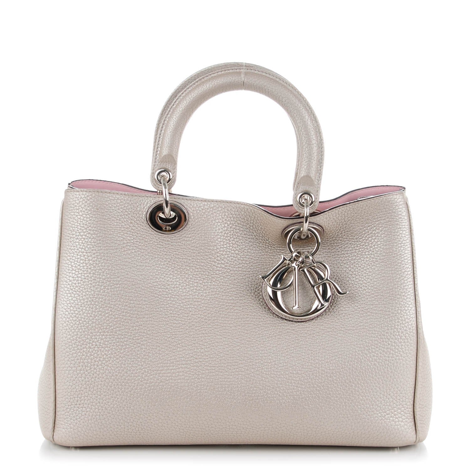 Christian Dior Metallic Bullcalf Medium Diorissimo Bag Champagne 1 of 7