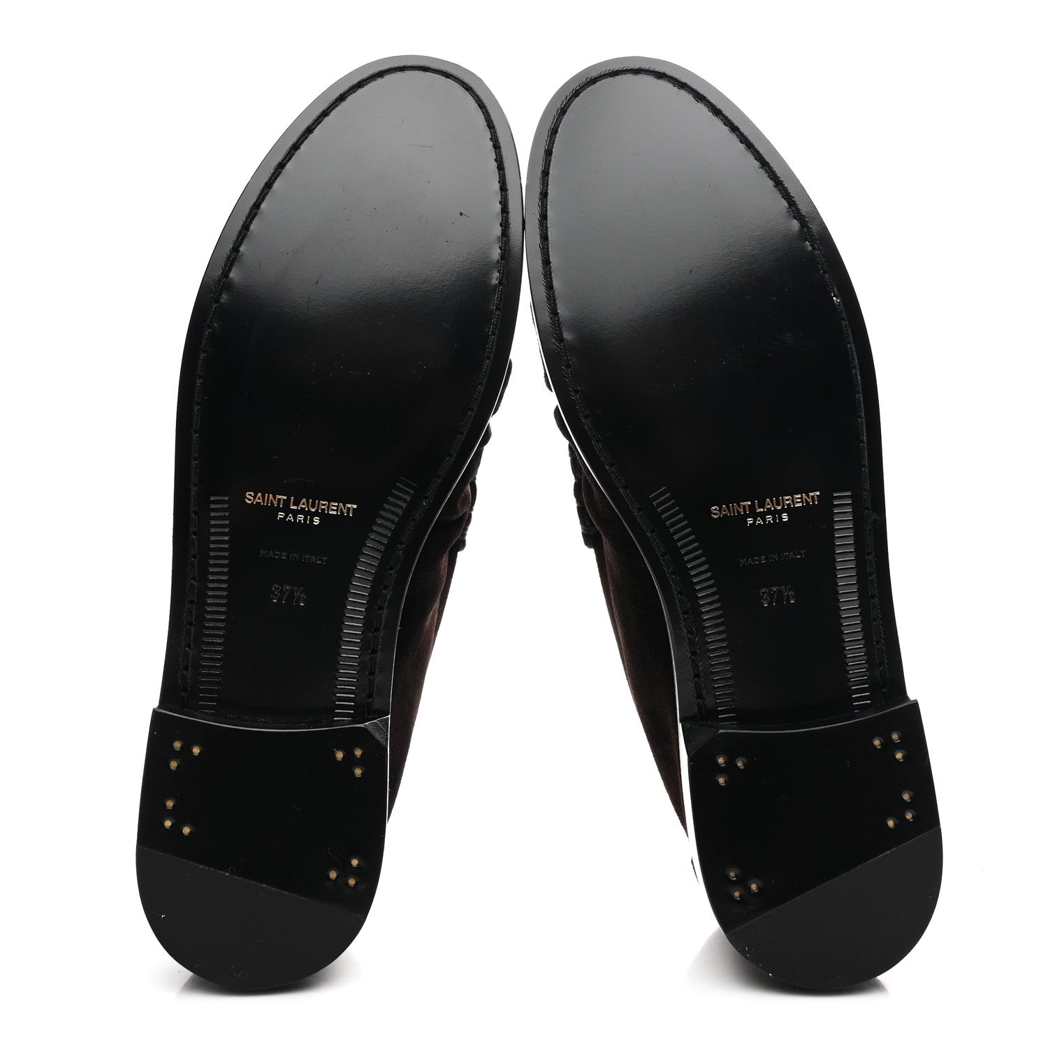 Saint Laurent Suede Le Loafer 15 Penny Slippers 37.5 Dark Chocolate 6 of 10