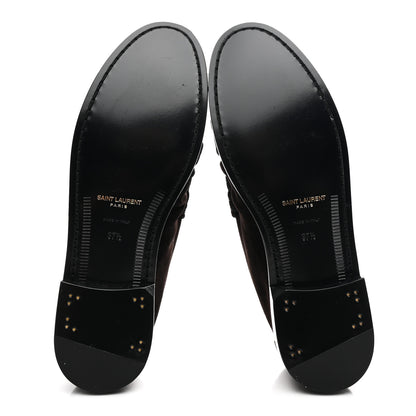 Saint Laurent Suede Le Loafer 15 Penny Slippers 37.5 Dark Chocolate 6 of 10