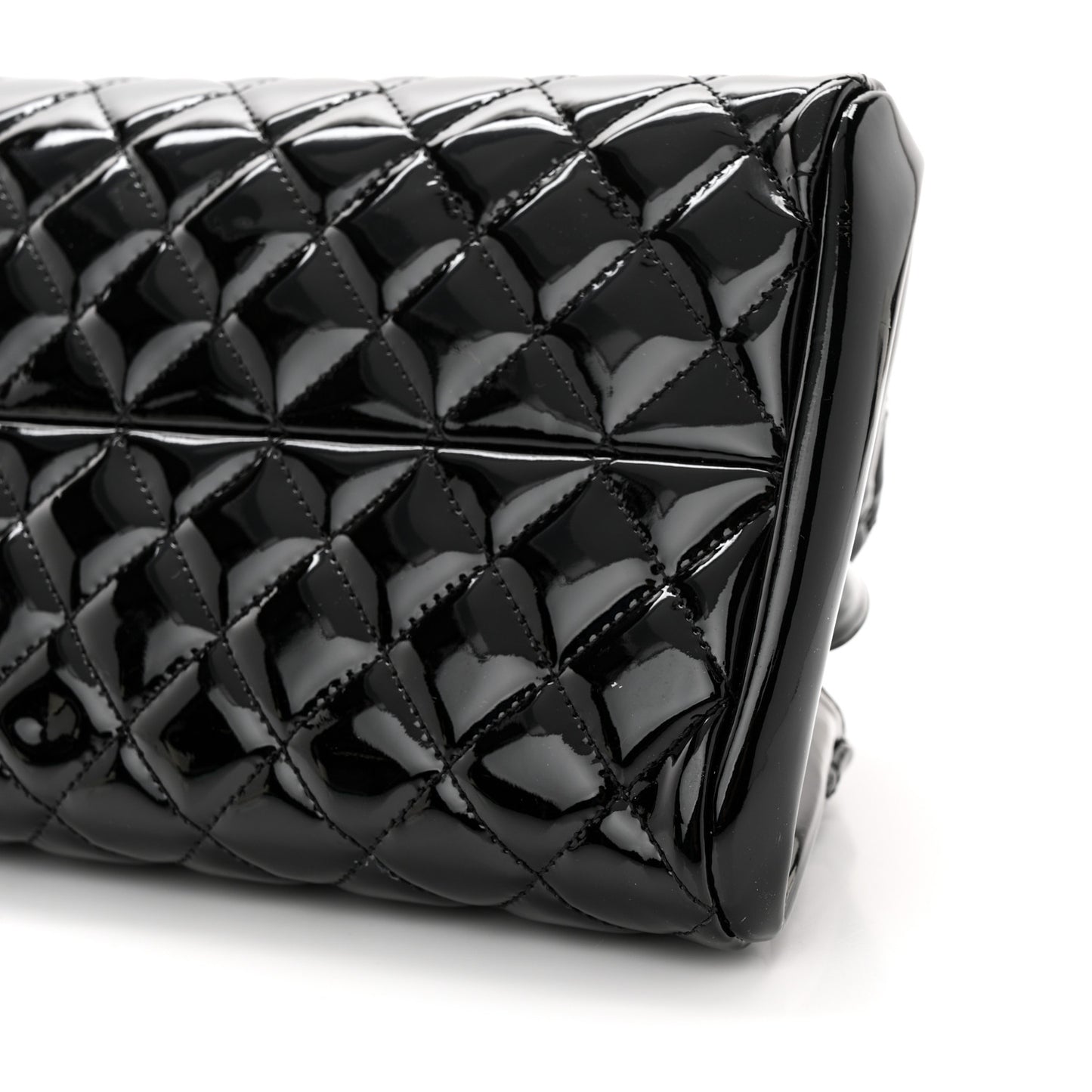 Patent Quilted Medium Just Mademoiselle Bowling Bag Black