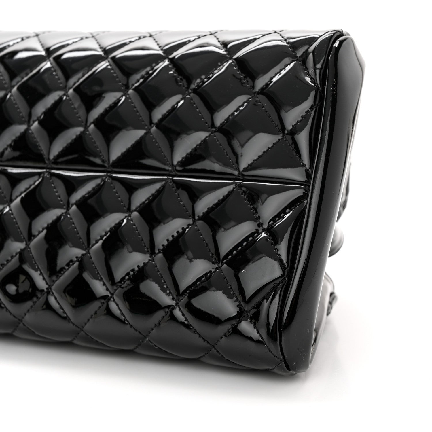 Chanel Patent Quilted Medium Just Mademoiselle Bowling Bag Black 10 of 12