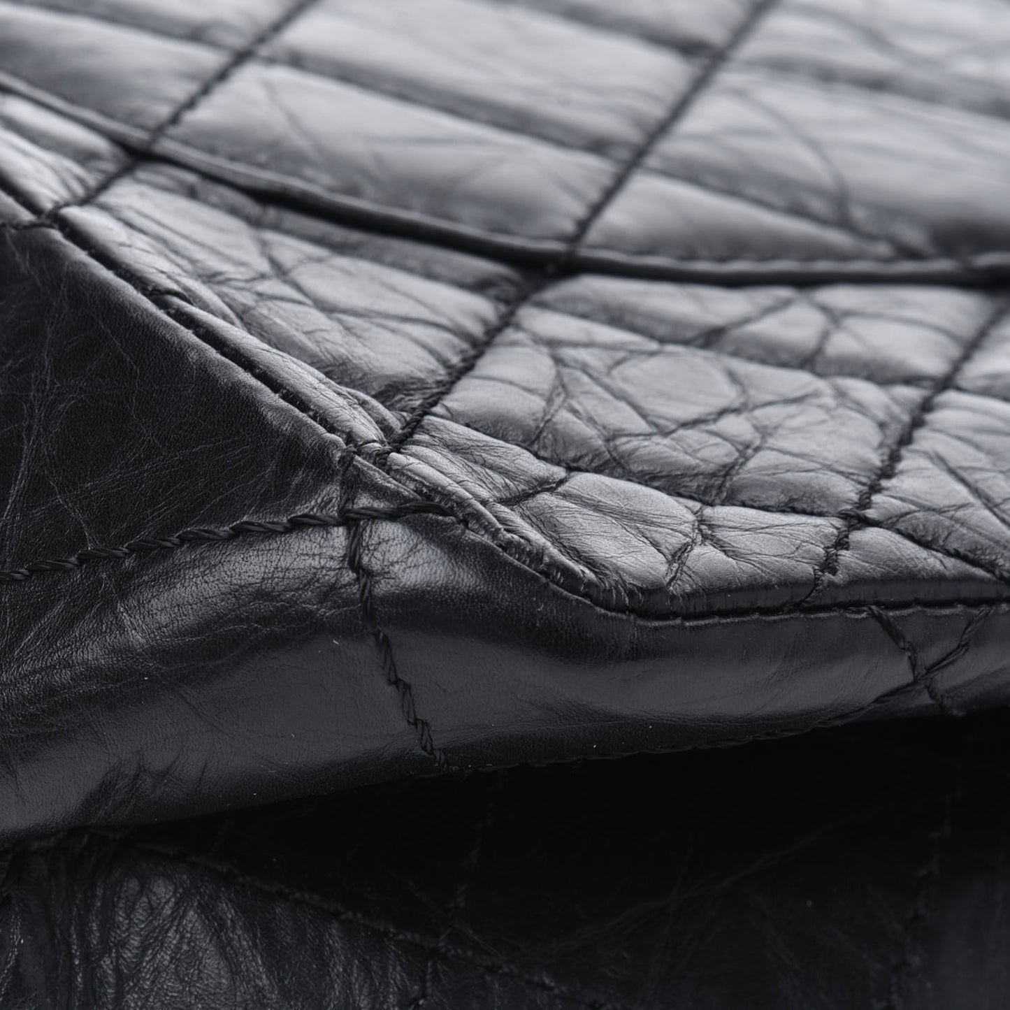 Aged Calfskin Quilted 2.55 Reissue 227 Flap Black
