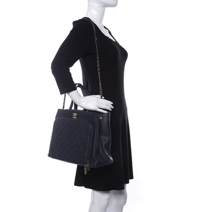 Chanel Caviar Quilted Large Business Affinity Shopping Bag Navy 2 of 9