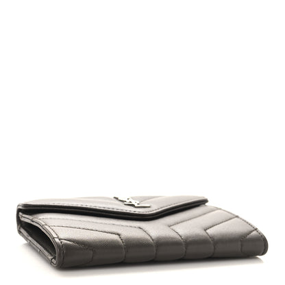 Saint Laurent Lambskin Y Quilted Monogram Small Loulou Envelope Wallet Faggio 4 of 7