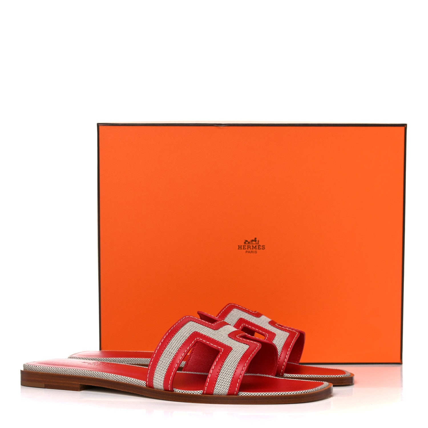 Hermes Canvas Calfskin Oran Sandals 38.5 Prunoir Rouge A Levre 8 of 8