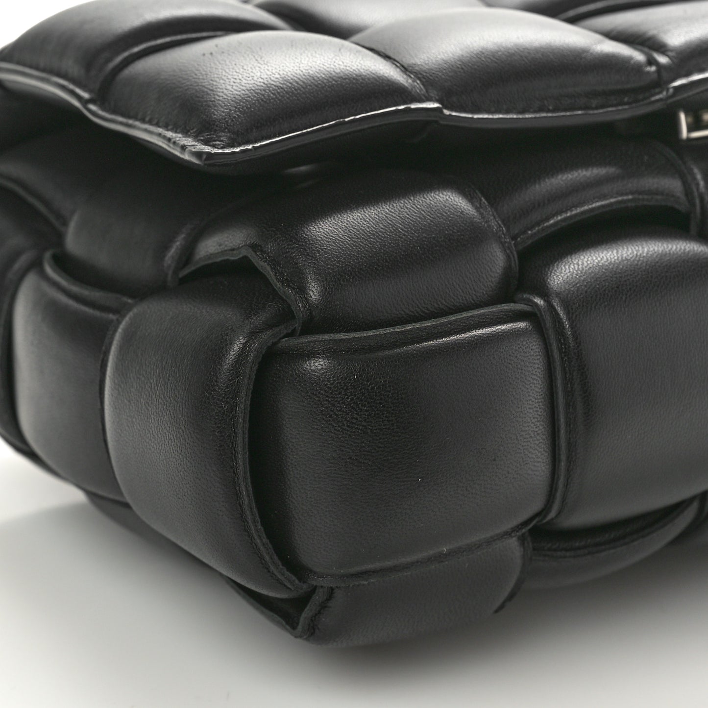 Nappa Maxi Intreccio Padded Cassette Crossbody Bag Black