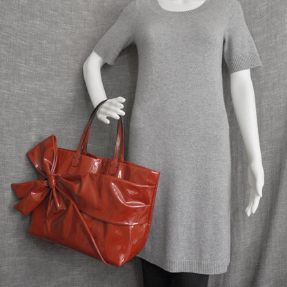Valentino Garavani Patent Lacca Bow Tote Red 2 of 8