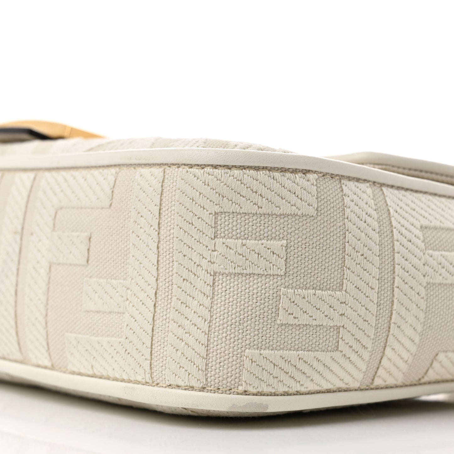 Canvas Vitello King Extra Strap FF Embroidered Baguette White Ice