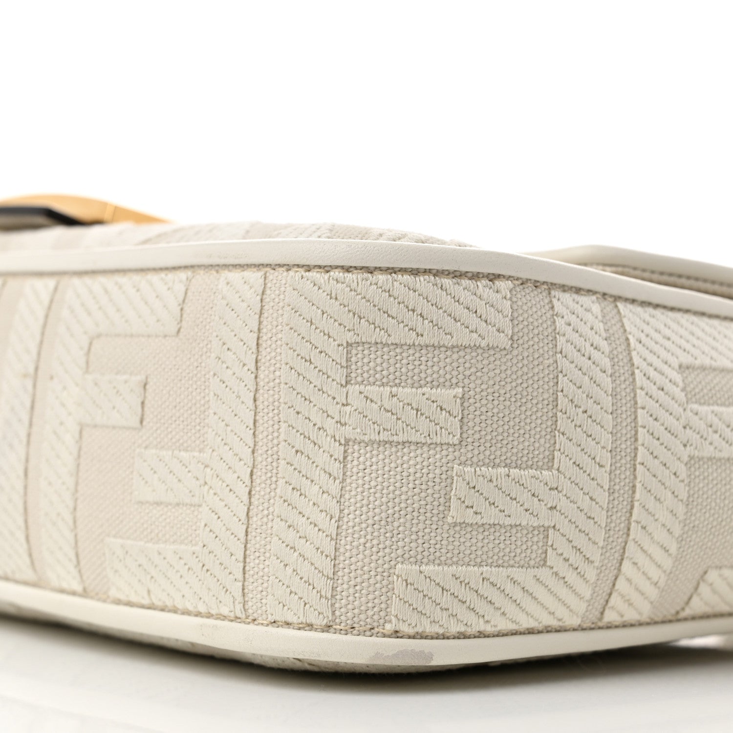 Fendi Canvas Vitello King Extra Strap FF Embroidered Baguette White Ice 7 of 12
