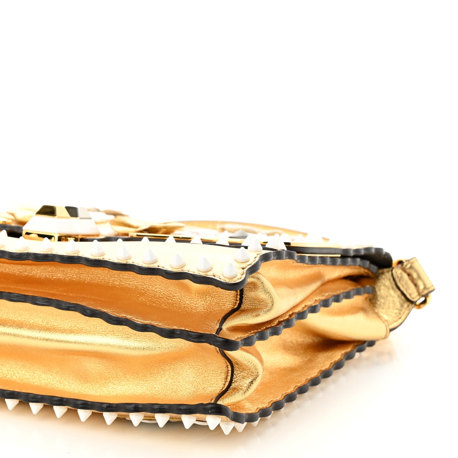 Fendi Metallic Calfskin Wonder Monster Kan I Shoulder Bag Gold 10 of 10