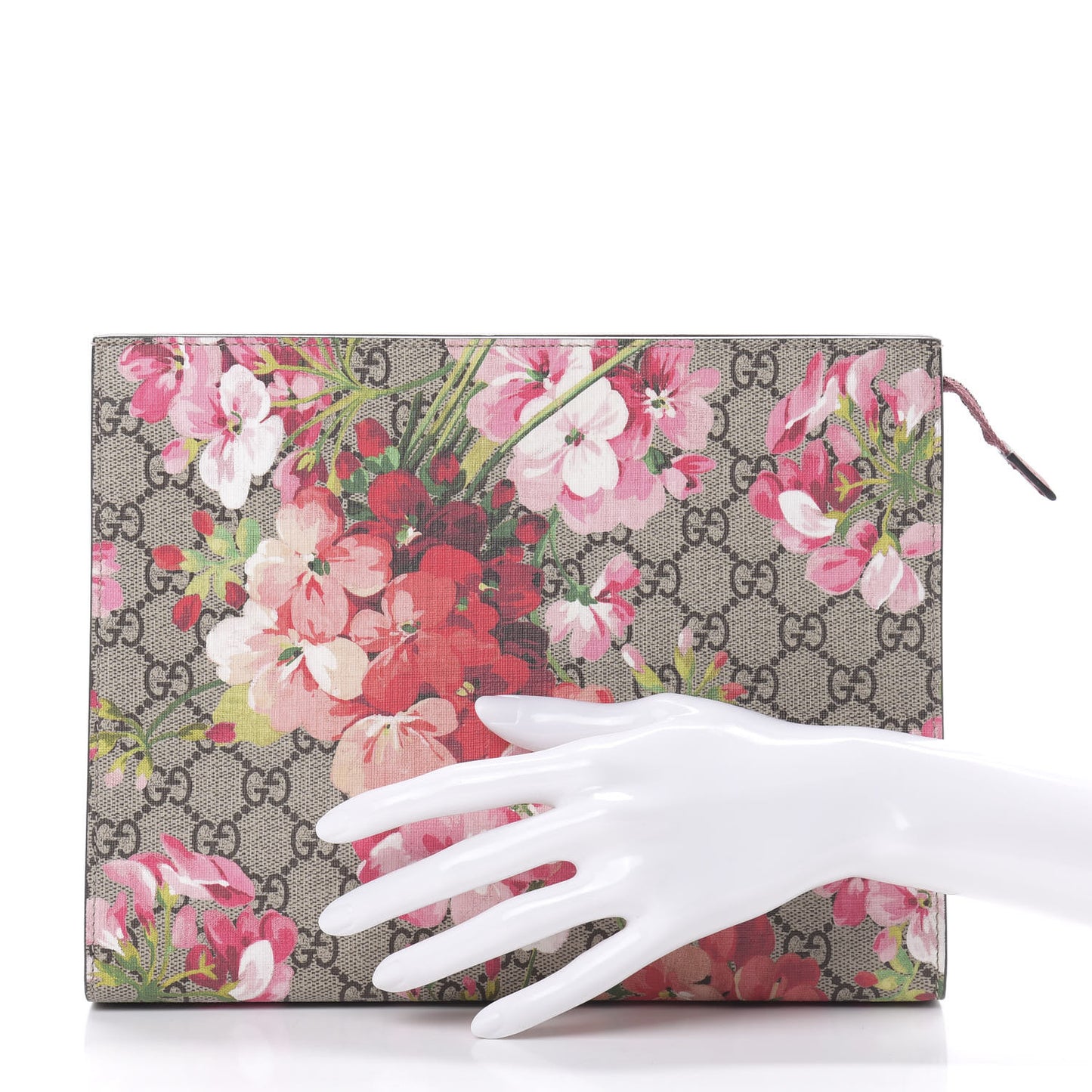 GG Supreme Monogram Blooms Large Cosmetic Case Beige Multicolor Dry Rose