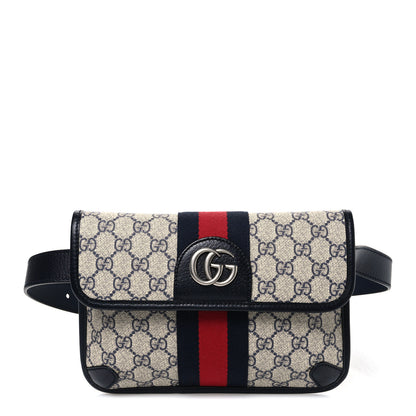 Gucci GG Supreme Monogram Web Small Ophidia Belt Bag 90 36 Beige Navy 1 of 9