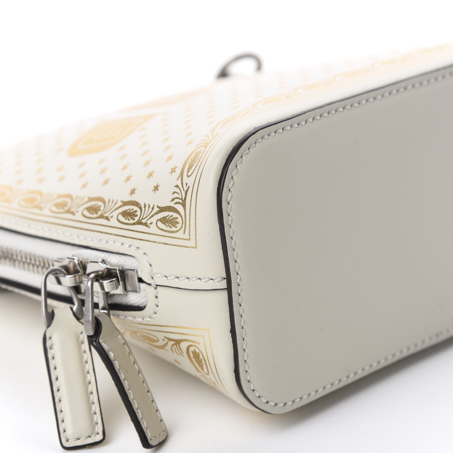 X SEGA Calfskin GUCCY Stars Mini Dome Shoulder Bag Mystic White Gold