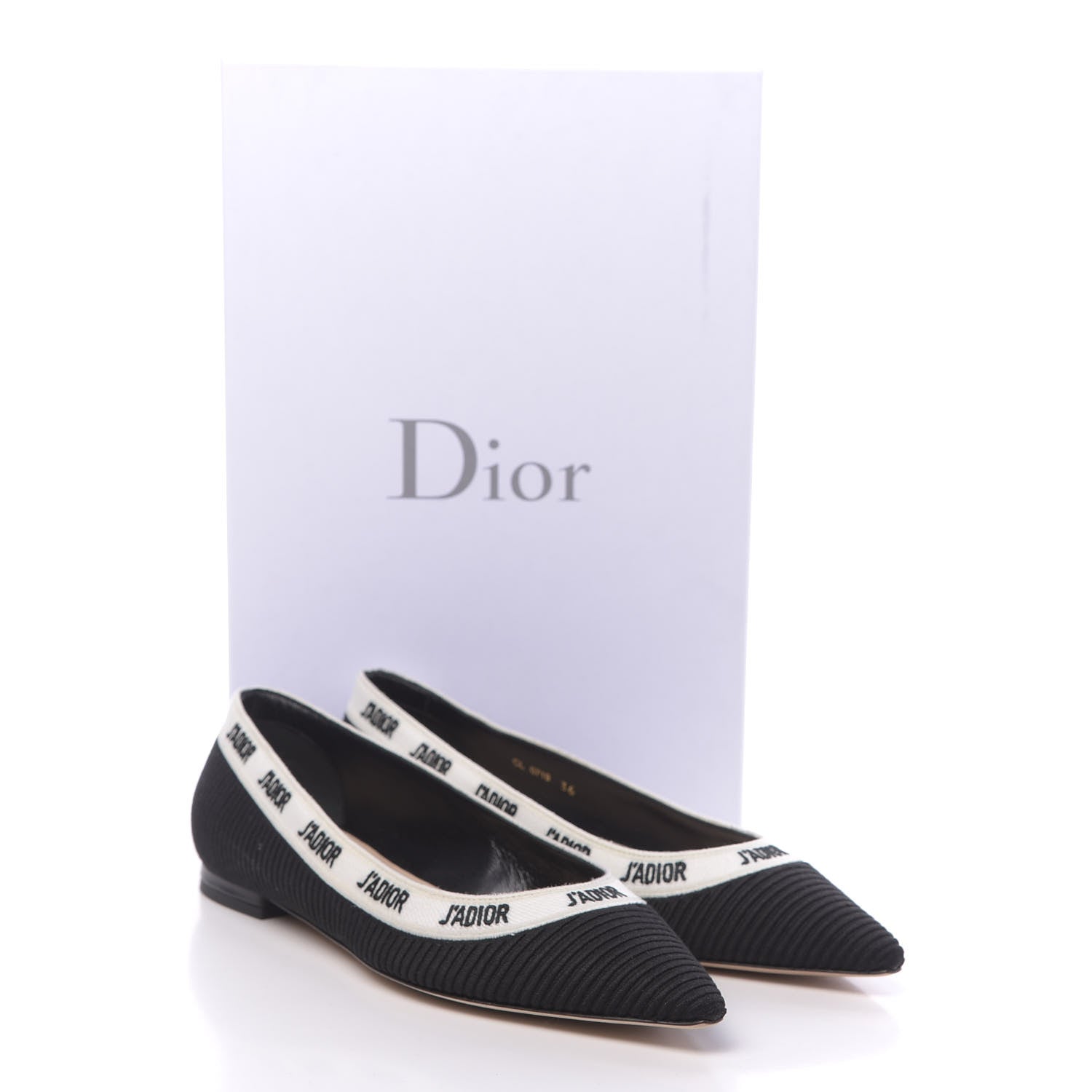 Christian Dior Fabric Ribbon Embroidered J'Adior Ballet Flats 36 Black 9 of 9