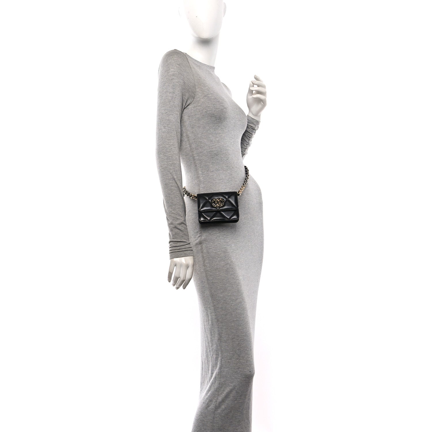 Chanel Lambskin Quilted Chanel 19 Flap Belt Bag Black 4 of 27