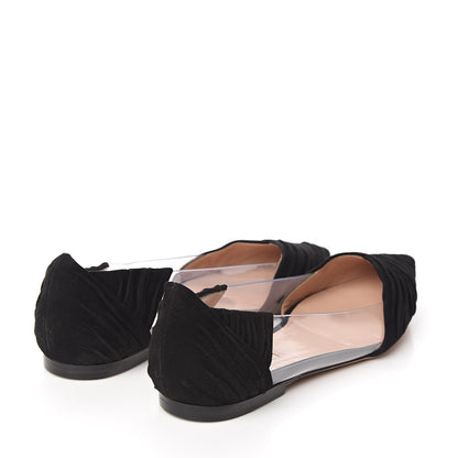 Valentino Garavani Ruched Suede PVC B-Drape Flats 38.5 Black 4 of 8