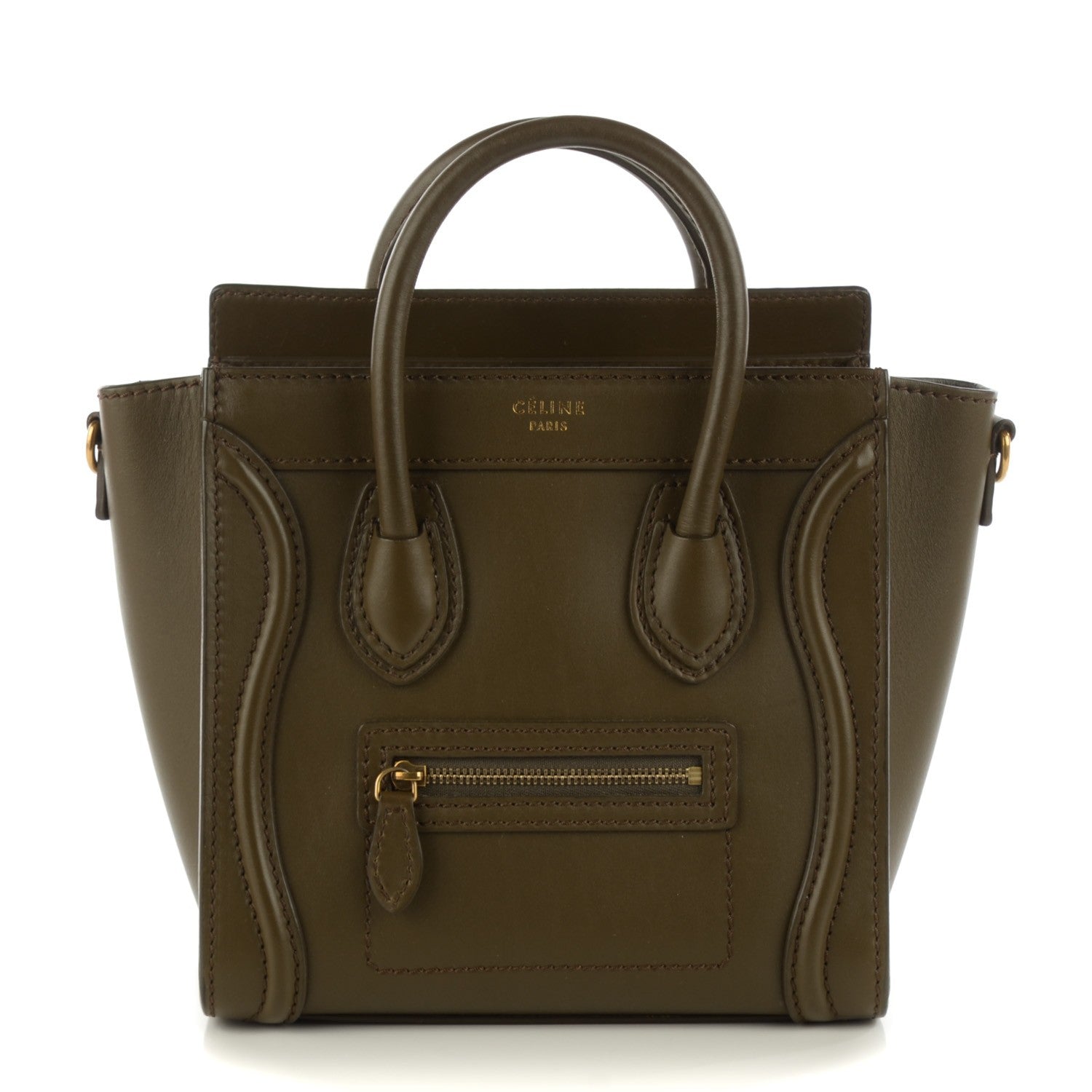 Celine Smooth Calfskin Nano Luggage Olive 1 of 7