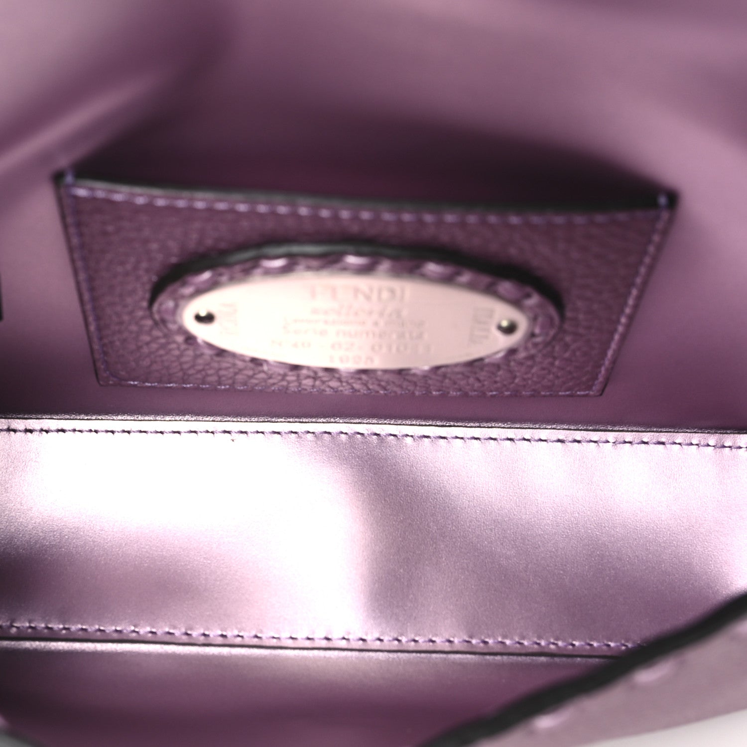 Fendi Metallic Cuoio Roma Sellerissima Nappa Sintetica Tape Stitch Mini Baguette Rosa Placca Argento 5 of 9