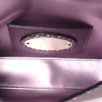 Fendi Metallic Cuoio Roma Sellerissima Nappa Sintetica Tape Stitch Mini Baguette Rosa Placca Argento 5 of 9