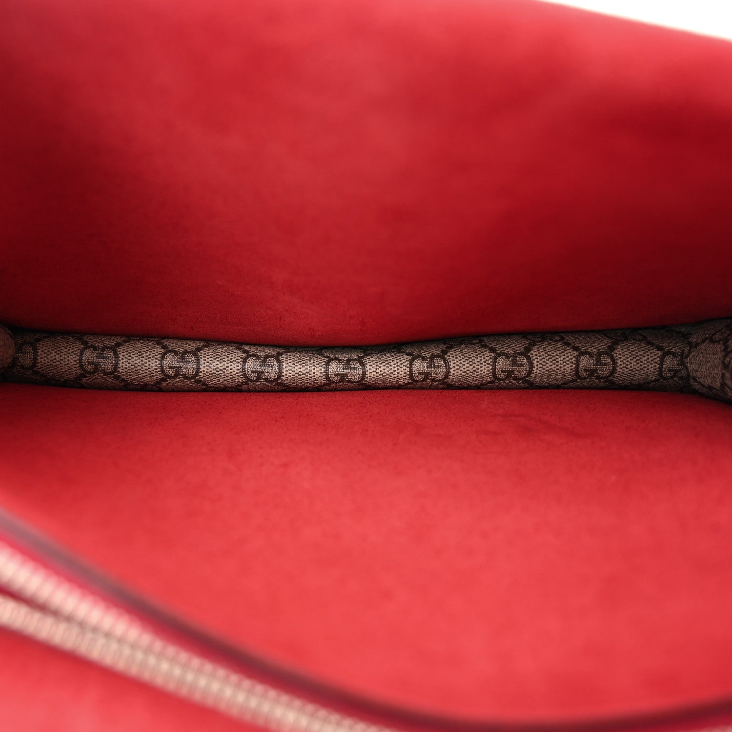 Gucci GG Supreme Monogram Suede Cudu Medium Dionysus Shoulder Bag Beige Ebony Vulcanic Red 5 of 10