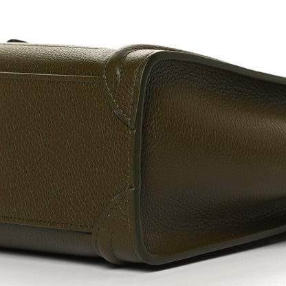 Celine Drummed Calfskin Nano Luggage Dark Olive 11 of 13