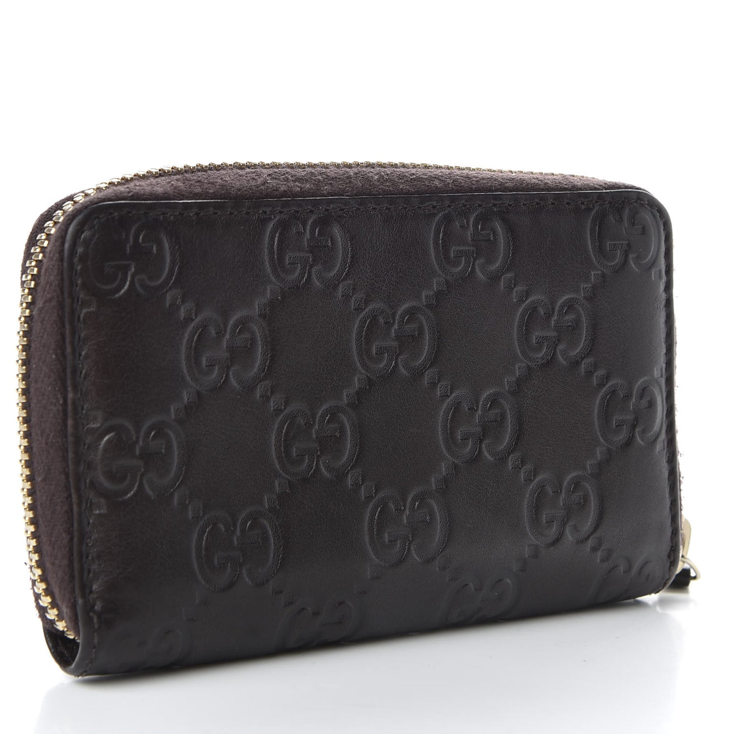 Guccissima Zip Around Card Case Chocolate