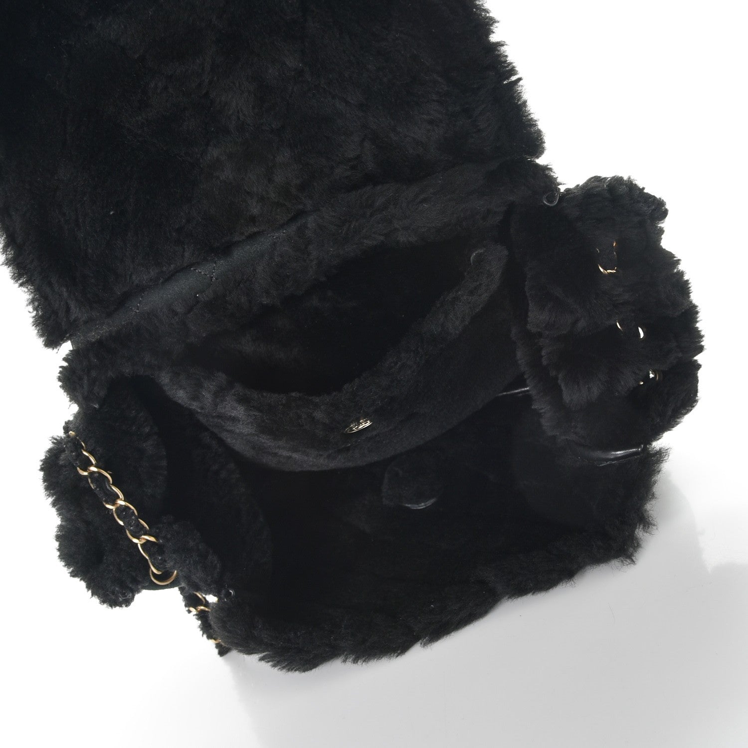 Chanel Shearling Suede Quilted Fur Flap Black 5 of 10
