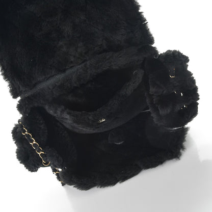 Chanel Shearling Suede Quilted Fur Flap Black 5 of 10